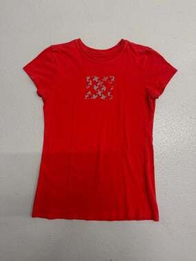 Red DC Shoes Geometric Logo Y2K Baby Doll Style Tee